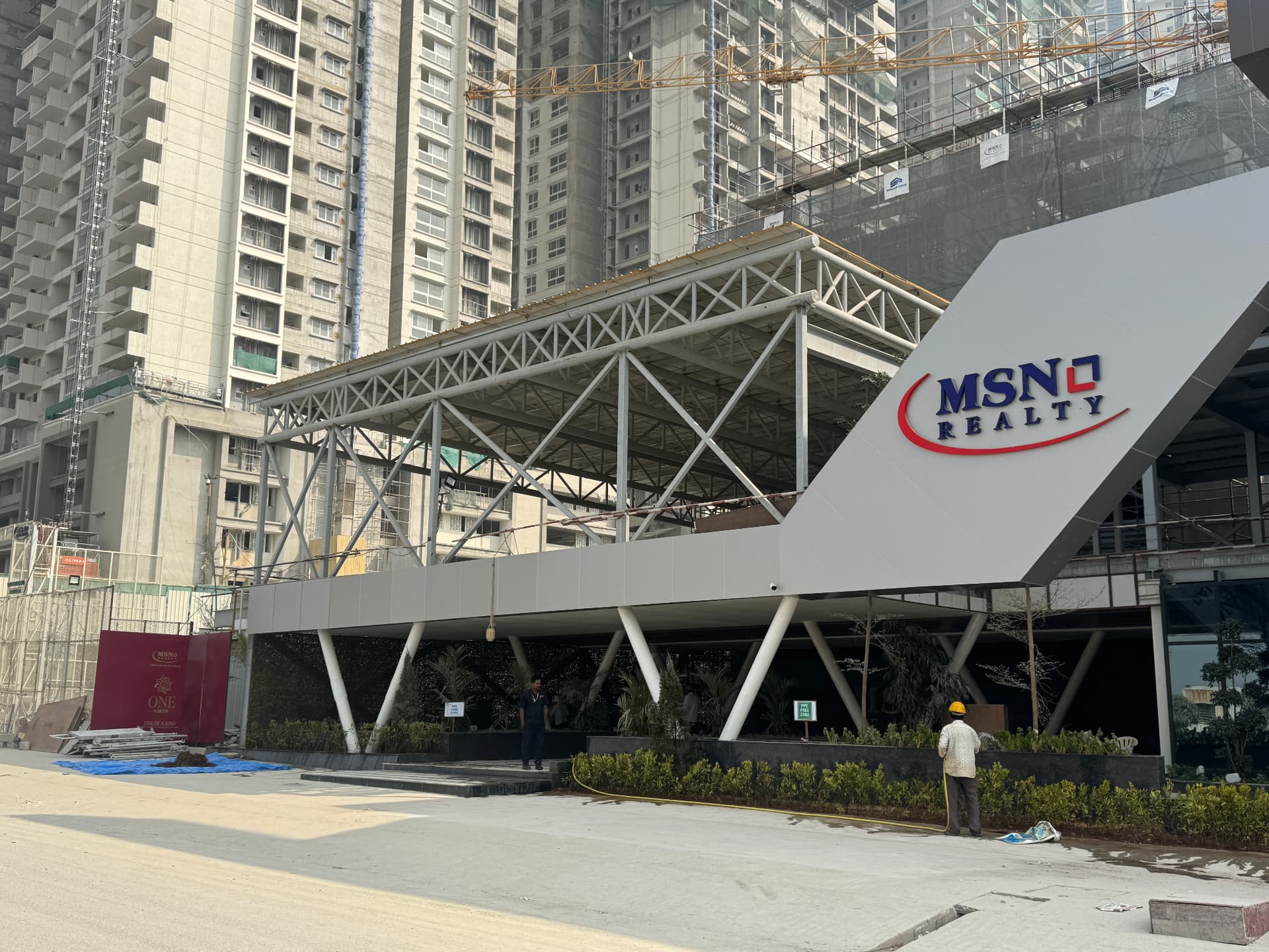 Completed steel entrance structure fabricated and erected by L R Rao Fabrications